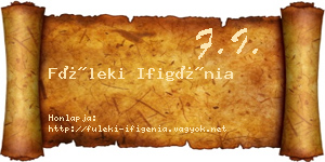 Füleki Ifigénia névjegykártya